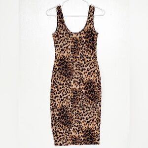 Material Girl Leopard Print Bodycon Midi Dress